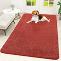 OLANLY Dog Door Mat for Muddy Paws 59x35, Absorbs Moisture and Dirt, Absorbent Non-Slip Washable Doormat, Quick Dry Chenille Mud Mat for Dogs, Entry Indoor Entryway Carpet for Inside Floor, Maple Red