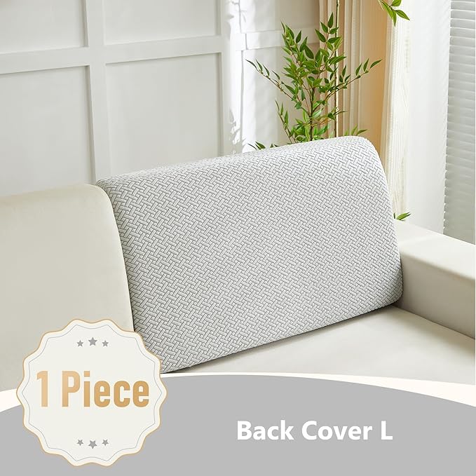 Couch Cushion Covers for Sofa Couch Covers Wear-Resistant Universal Sofa Cover Washable Stretch for Sectional Slipcovers (Texture-Light Gray,Back Cover L)