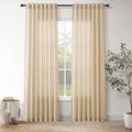 Nanspring Tan Linen Curtains 84 Inches Long for Bedroom Back Tab Light Filtering Privacy Semi Sheer Curtain Modern Farmhouse Decor Cotton Textured Drapes for Living Room 2 Panels 52x84