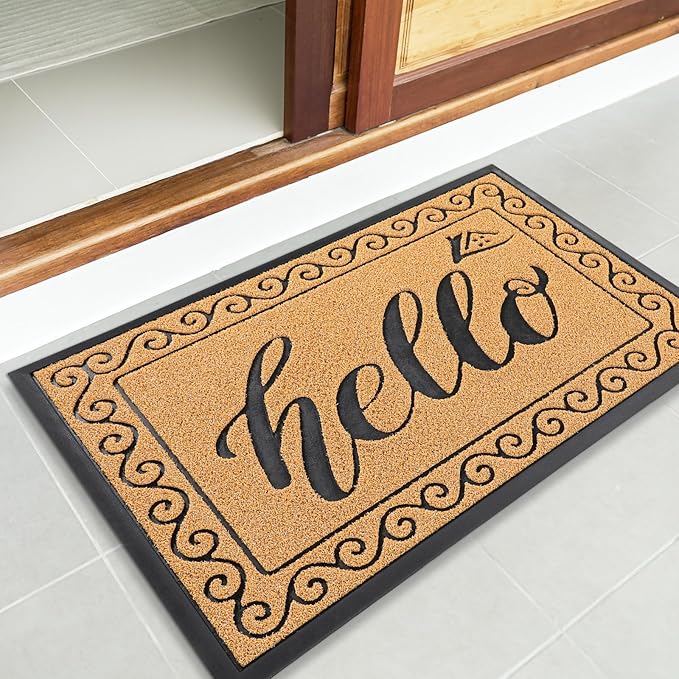 Yimobra Welcome Mats for Front Door 29.5x17, Heavy Duty Waterproof Outdoor Door Mat Outside Entrance, Non-Slip Low Profile Indoor Entryway Mat for Garage Patio, Yellow