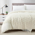 BOURINA White Throw Blanket 50 x70 Inches Jacquard Argyle Throw Textured Solid Soft Throws and Blankets for Sofa or Bed Knitted Decorative Blanket