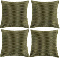 Fancy Homi 4 Packs Boho Moss Green Decorative Throw Pillow Covers 22x22 Inch for Couch Bed Sofa, Rustic Modern Farmhouse Home Decor, Soft Plush Corduroy Cute Square Cushion Case 55x55 cm