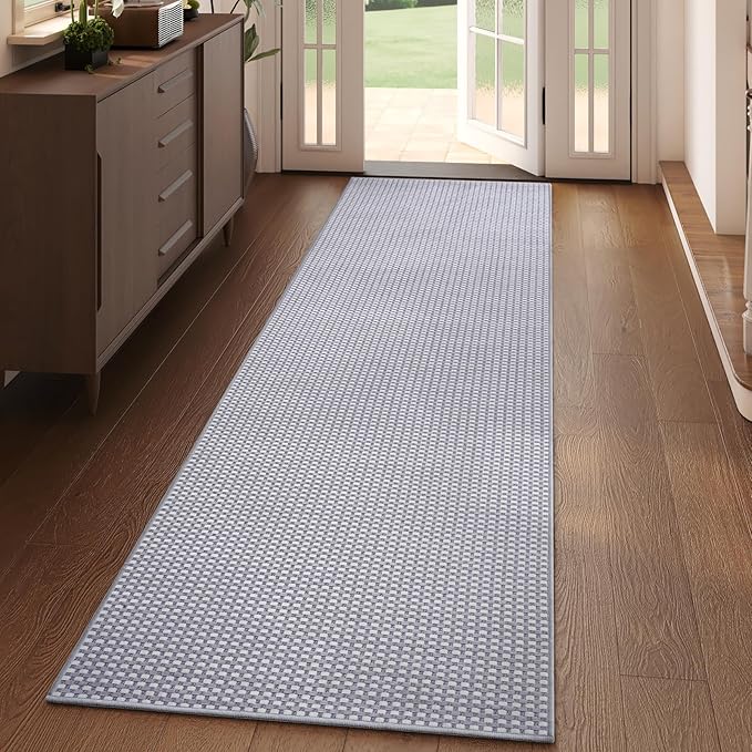 YDKGL 2x6 ft Kitchen Runner Rug Mat Non Slip Boho Woven Hallway Runner Washable, Soft Long Entryway Laundry Hall Floor Runners Rugs Carpet for Indoor Backdoor Bedroom Kitchen Living Room, Gray