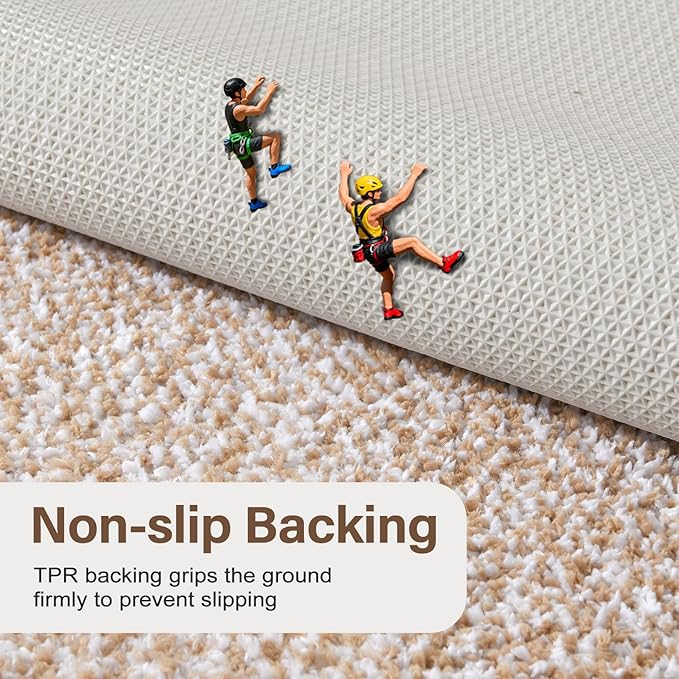 Bathroom Rugs 24x17 Non Slip Washable, Beige Bath Mat for Bathroom Floor Tub, Soft Absorbent Quick Dry Mats for Shower, Bathtub,Home Decor