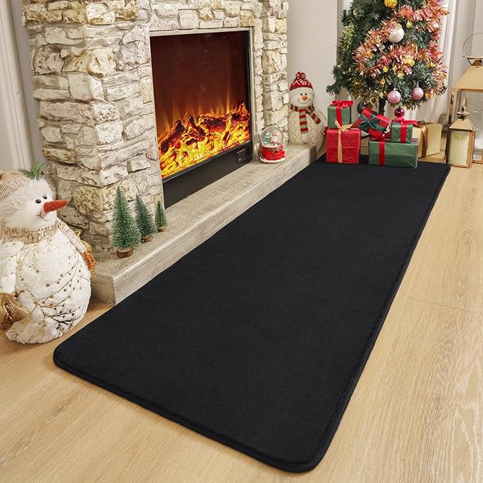 Amearea Modern Soft Hallway Runner Rug, 2x8 Feet Area Rug Runners for Hallways, Washable Runner Rugs, Non Slip Memory Foam Rug Black Runner Rugs Carpet for Entrance Kitchen Kids Room Decor