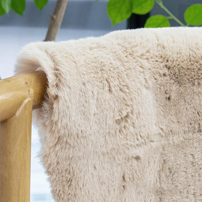 ORINOVA Light Brown Beige Fluffy Faux Fur Rugs for Bedroom Washable Furry Rug for Living Room Indoor Sheepskin Area Rugs 4x6 Nursery Rug