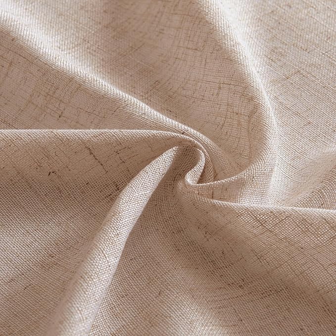 MIULEE Natural Beige Linen Curtains 63 Inch Length 2 Panels for Bedroom Living Room, Soft Linen Textured Window Drapes Semi Sheer Light Filtering Back Tab Rod Pocket Farmhouse Burlap Look Decor