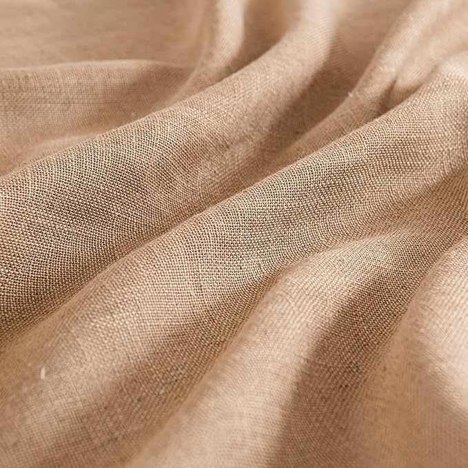 MIULEE Brown Linen Curtains 72 Inch Length 2 Panels for Bedroom Living Room, Soft Thick Linen Textured Window Drapes Semi Sheer Light Filtering Back Tab Rod Pocket Burlap Look Decor, W37xL72