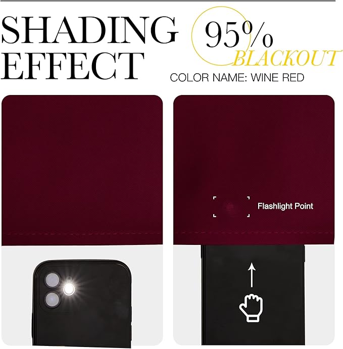 NICETOWN Blackout Curtains for Bedroom, Window Room Darkning Curtains/Drapes, Cold and Heat Reduction Curtains for Kitchen Living Room (Wine Red, 2 Panels, W42 x L63 inches)