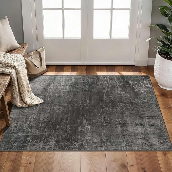 Latte&Fog 2x3 Entryway Rug, Small Modern Abstract Door Mat, Washable Kitchen Rug, Boho Non Slip Low Pile Carpet for Indoor Kitchen, Entry, Front Door and Bathroom