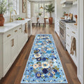 Rug for Hallways Kitchen Rug 2x8, Non Slip Washable Rugs with Rubber Backing Soft Floral Carpet Runner for Hallways, Kitchen, Laundry, Bedroom, Bathroom (2 x 8, Blue Garden)