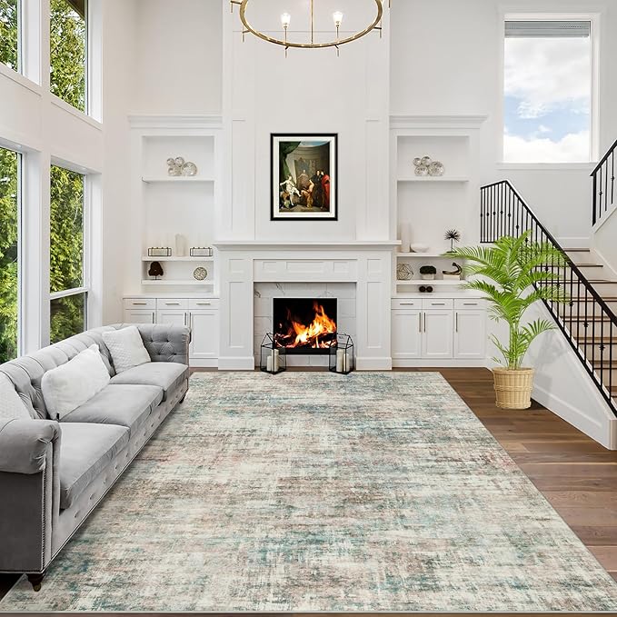 4x6 Area Rugs Washable Rug: Modern Abstract Living Room Rug Soft Anti-Skid Thin Carpet Indoor Floor Non-Shedding Carpets for Bedroom Dining Room Farmhouse Nursery Home Office - Multi Color