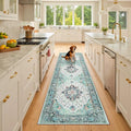 RELEANY Area Rugs 2'6''x8' Runner Rug Non Slip Washable for Kitchen Hallway Bedroom Beside Laundry Room Bathroom Rug, Floor Carpet, Green Navy Blue White Red Teal Colorful