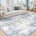 Washable Area Rugs 8'x10' Non-Slip Modern Abstract Soft for Living Room Entryway Bedroom Nursery, Print Pattern, Light Blue