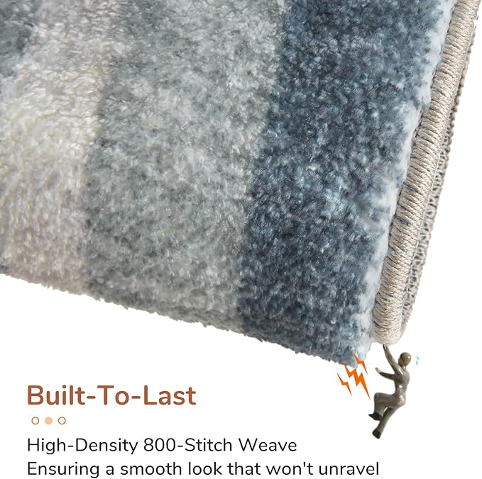 OPPODREAM Border Soft Area Rugs 5x7, Washable Blue Rug with Non Slip Backing, 5 x 7 Faux Cashmere Low-Pile 5x7 Carpet