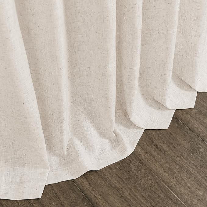 Beige Flax Linen Curtains 92 inches Long for Living Room 2 Panel Tan Burlap Textured Drapes Semi Sheer Privacy Window Curtain Vintage Country Rustic Farmhouse Drop Cloth Curtain for Dinning Room