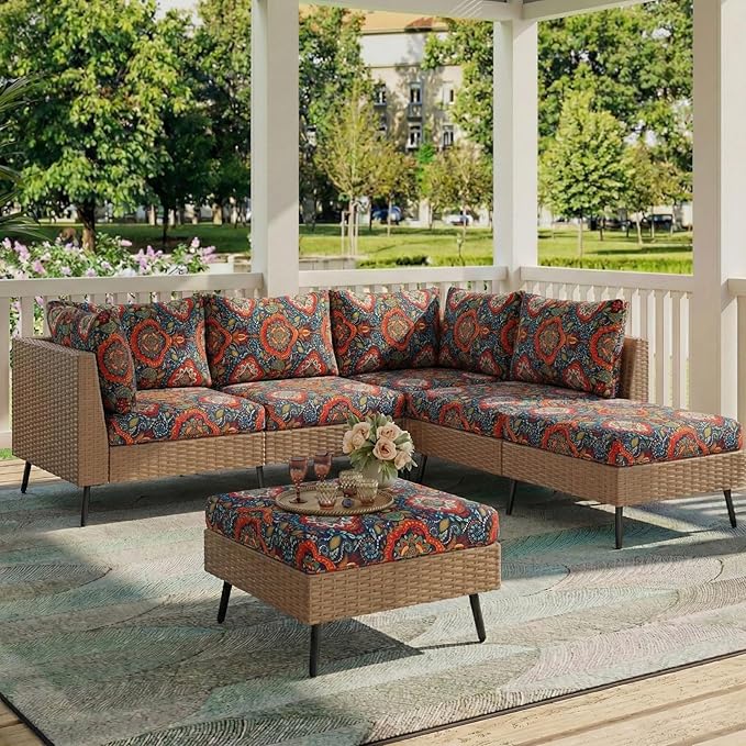 hyha Printed Couch Cushion Covers, Floral Sofa Covers Washable for Cushion Couch, Stretch Pattern Outdoor Cushion Covers for Patio Furniture with Elastic Bottom(Small, Mandala Floral)