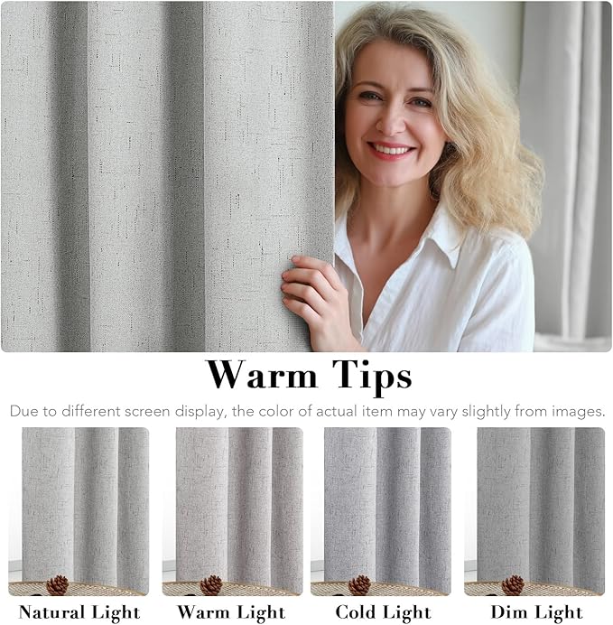 H.VERSAILTEX 100% Blackout Curtains for Bedroom Thermal Insulated Linen Textured Curtains Heat and Full Light Blocking Drapes Living Room Curtains 2 Panel Sets, Glacier Gray, 52x96 Inch