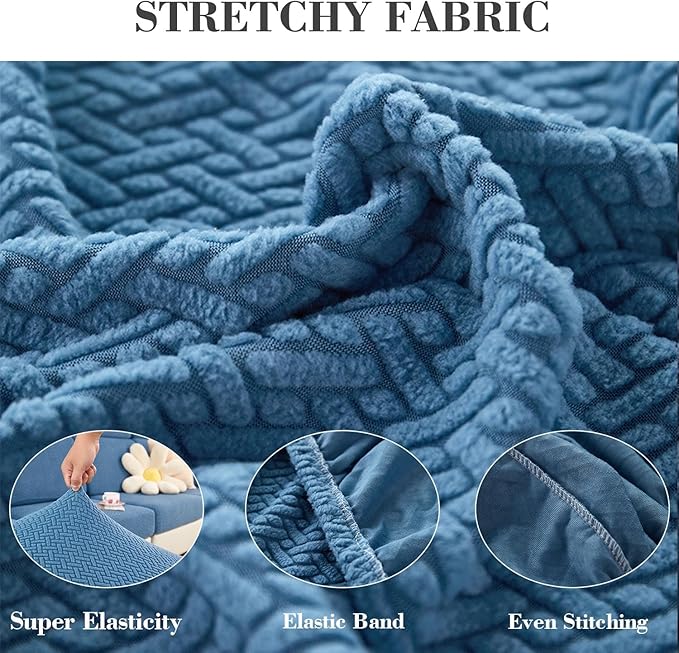 Sofa Covers Couch Covers for Sofa Pet Friendly Couch Cushion Covers Universal Sofa Covers Washable Stretch Slipcovers for Sectional Sofa (Texture Blue,Back Cover L)