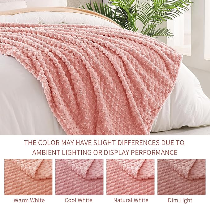 Exclusivo Mezcla Fleece King Blanket for Bed, Extra Large Fuzzy Dusty Pink Bed Blankets, Soft Cozy Plush Sofa Throws for All Seasons, 90x104 Inches