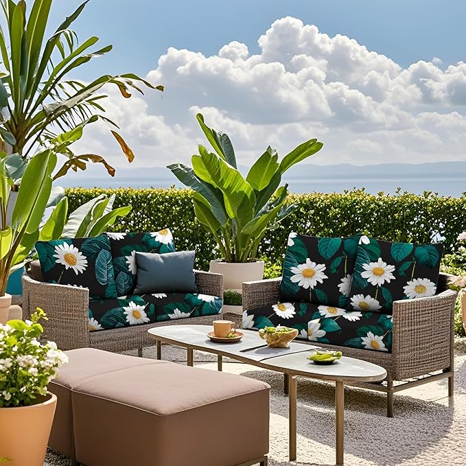 Outdoor Cushion Covers Set,8PCS Patio Furniture Couch Seat Slipcovers, Replacement for Sofa Sectional Chair(Cover，Only)