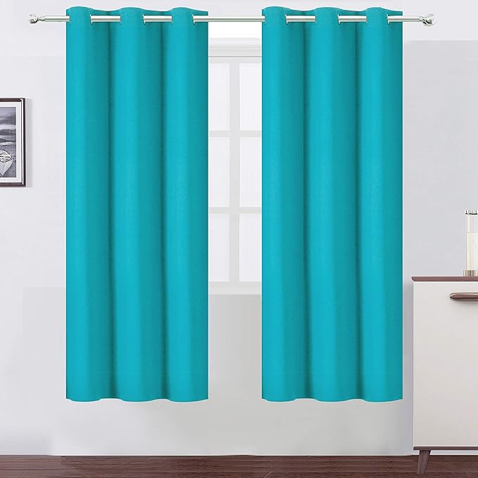 LEMOMO Teal Thermal Blackout Curtains/42 x 72 Inch/Set of 2 Panels Room Darkening Curtains for Bedroom
