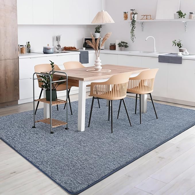 AROGAN Washable 5×7 Living Room Rug, Modern Area Rugs with Soft Memory Foam for Bedroom, Minimalist Non-Slip Indoor Floor Carpet for Dining Room Office Kids Playroom Decor, Navy Blue