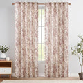jinchan Linen Blend Curtain Floral Curtains for Living Room 84 Inch Length Farmhouse Brick Red Printed Curtain Rod Pocket Back Tab Peony Flower Patterned Drapes Curtains Set 2 Panels