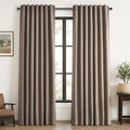 Topfinel 90 inch Long Linen Blackout Curtains 2 Panels for Bedroom Living Room 100% Black Out Linen Texture Curtain Elegant Farmhouse Window Drapes with Back Tab Rod Pocket Room Darkening Drape Taupe