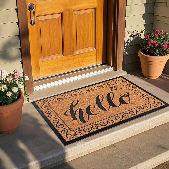 Yimobra Welcome Mats for Front Door 29.5x17, Heavy Duty Waterproof Outdoor Door Mat Outside Entrance, Non-Slip Low Profile Indoor Entryway Mat for Garage Patio, Yellow