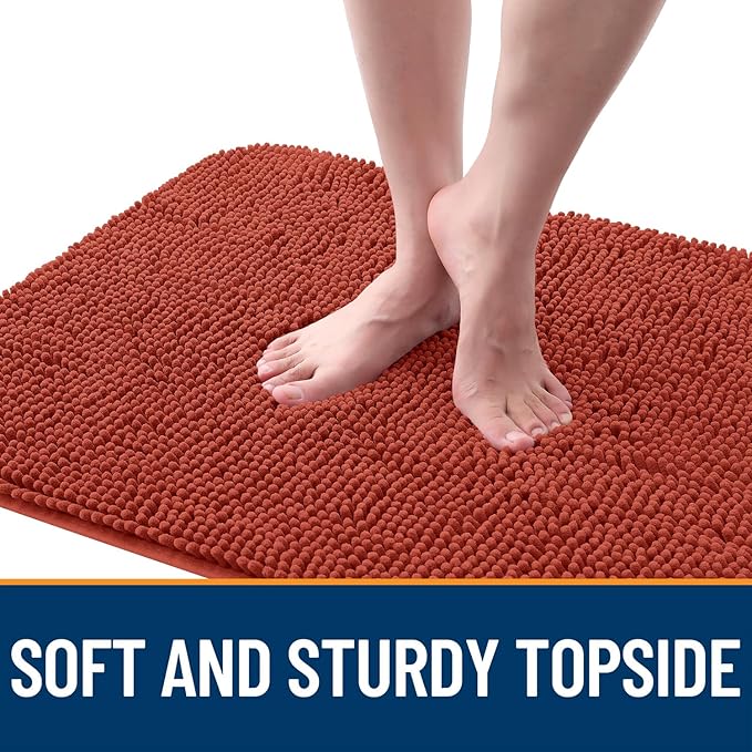 OLANLY Dog Door Mat for Muddy Paws 47x32, Absorbs Moisture and Dirt, Absorbent Non-Slip Washable Doormat, Quick Dry Chenille Mud Mat for Dogs, Entry Indoor Entryway Carpet for Inside Floor, Maple Red