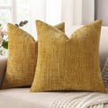 decorUhome Summer Mustard Yellow Chenille Euro Sham Throw Pillow Covers 24x24 Set of 2 Textured Cozy Slubby Couch Pillow Covers Modern Farmhouse Boho Decorative Pillow Cases for Bed Sofa Living Room