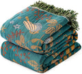 MSGKV Boho Throw Blanket 50"x60" Cotton Blanket for Couch and Sofa Cover for Living Room Spring Throw Decorative Woven Bird Blankets