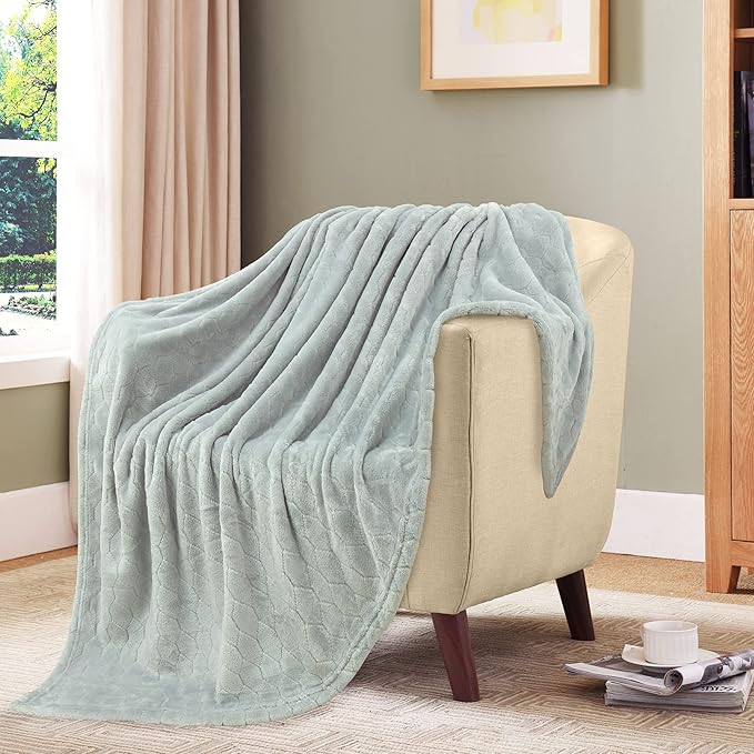 TOONOW Fleece Blanket Super Soft Cozy Throw Blanket 50" x 60", Lightweight Fuzzy Comfy Textured Flannel Blanket Warm Plush Throw Blankets for Couch, Sofa, Bed, Mirage Gray
