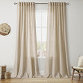 Taupe Burlywood Linen Curtains for Living Room 100 Inches Long Light Filtering Semi Sheer Curtain Back Tab Rustic Luxury Neutral Modern Farmhouse Decor Drapes for Bedroom Dinner Room 52x100, 2 Panels