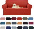 Cupuamon 2026 New Stretch Loveseat Sofa Slipcovers Couch Cover for 2 Cushion Furniture Protector Sofa Covers with Elastic Bottom Jacquard Fabric Small Checks for Pets, Kids - Pureed Pumpkin