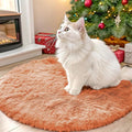 OLANLY Muted Orange Round Rugs for Bedroom - Machine Washable, 2 ft Circle Area Rugs for Living Room, Soft and Fluffy Shaggy Carpet for Teen Girl and Boys, Nursery Rooms, Dorms, Home Decor Aesthetic