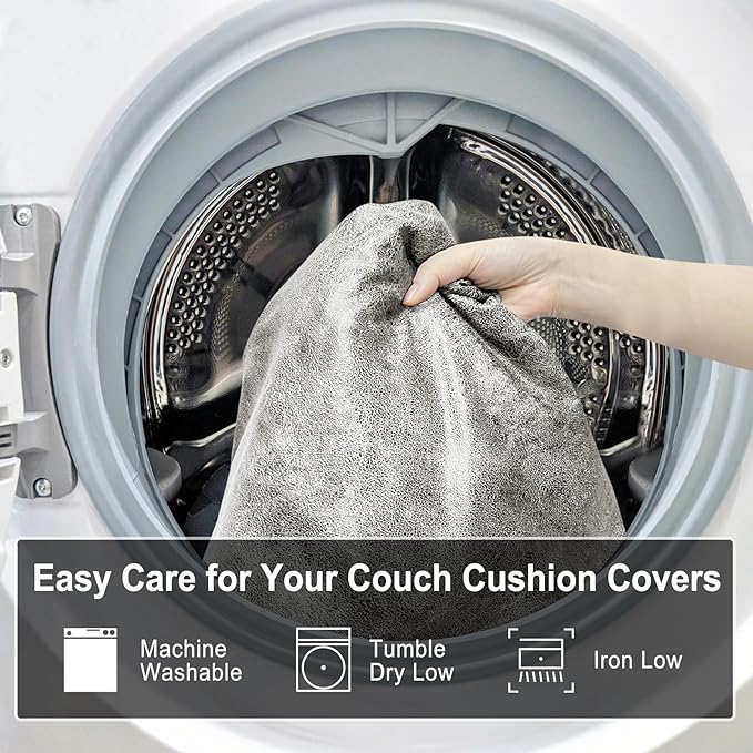 Leather Look Couch Cushion Covers Sofa Seat Slipcovers Sets Couches Furniture Protector for Sectional Armchair Loveseat Pets Kids Stretch Spandex Fabric (3 Cushion Sofa, Griege)