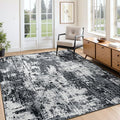 Washable Area Rugs 4'x5' Non-Slip Modern Abstract Soft for Living Room Entryway Bedroom Nursery, Print Pattern, Black Navy Blue Gray