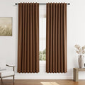 Guken Caramel Brown 100% Blackout Linen Curtains 72 Inch Length 2 Panels Set for Living Room Bedroom Back Tab/Rod Pocket Thermal Insulated Black Out Drapes Room Darkening Farmhouse Window Curtains