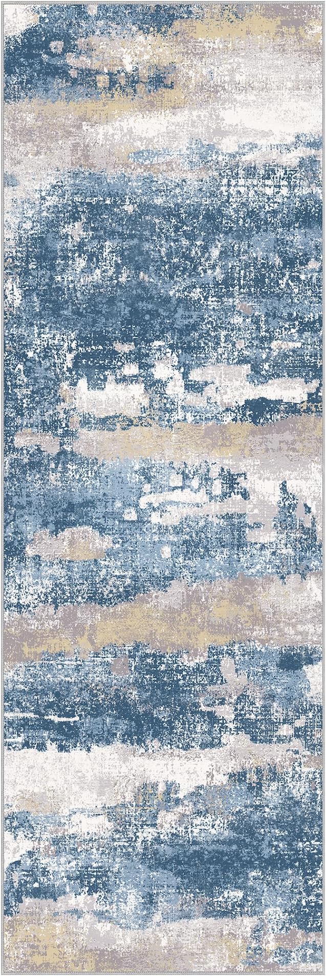 BEIMO Runner Rug for Hallway Kitchen 2x8 Machine Washable Runners Rug for Entryway, Blue Cream Soft Modern Abstract Throw Rugs, Floor Carpet with Non Slip Rubber Backing