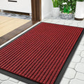 Yimobra Front Door Mat Outdoor Indoor Entrance, 100% Waterproof All-Season All Weather Doormat, Welcome Matt Outside Entry, Non Slip, Low Profile, Heavy Duty Patio Porch Floor Mats,36 x 17,Black Red