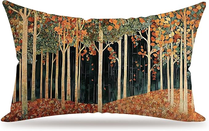 Rustic William Morris Inspired Autumn Forest Decor Pillow Covers 18x18 Double-Sided, Fall Home Room Decor,Vintage Botanical Nature Decorative Throw Pillow Covers for Home Bedroom Living Room