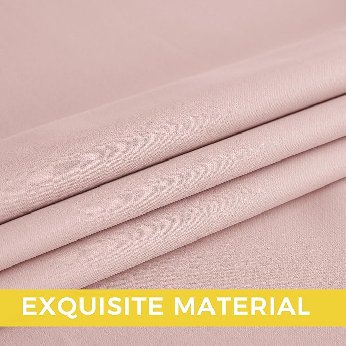 NICETOWN Room Darkening Draperies Curtains Panels, 2 Panels Blush Pink W52 x L84