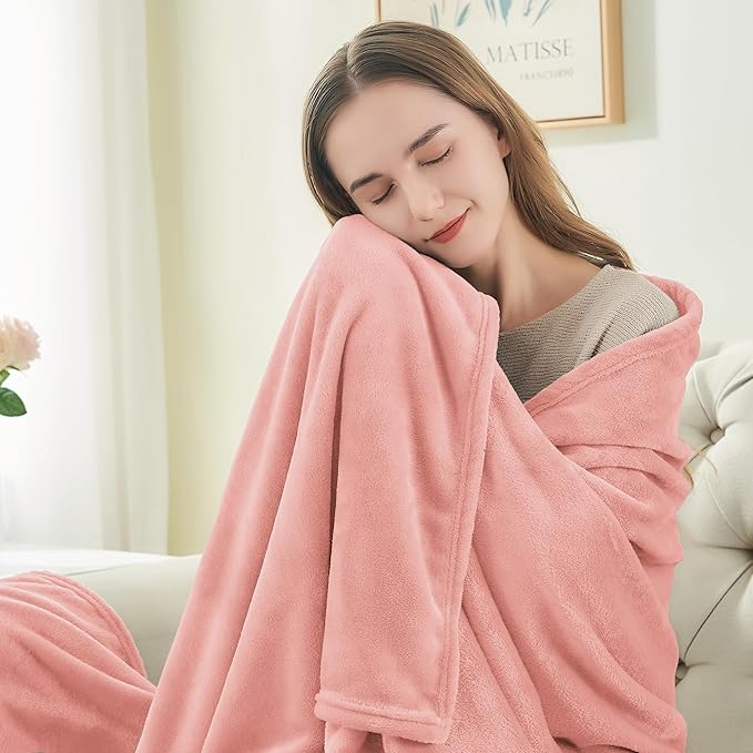 BEDELITE Fleece Blankets Queen Size Pink Throw Blankets for Bed, Luxury Plush Cozy Fuzzy Blanket 90x90 inches, Super Soft Warm Lightweight Throw Blanket All Seasons Suitable
