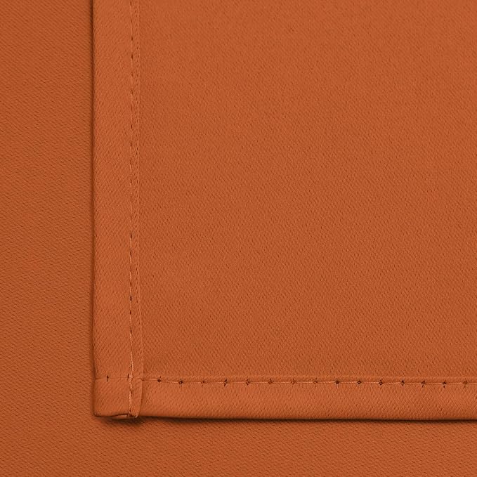 Yakamok Soft and Smooth Orange Blackout Curtains for Bedroom - Grommet Thermal Insulated Room Darkening Curtains for Living Room, Set of 2 Panels (52 x 72Inch, Burnt Orange)