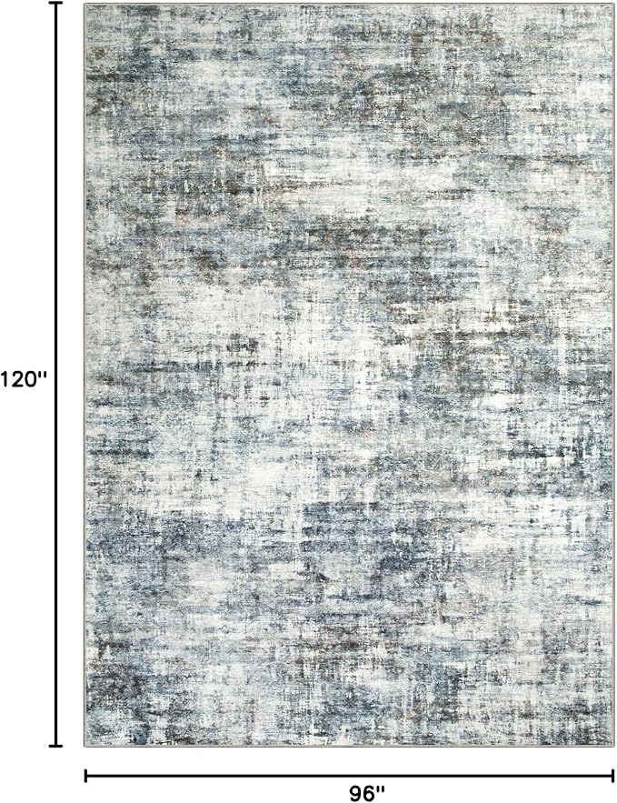 8x10 Area Rugs Washable Rug: Large Modern Abstract Living Room Rug Soft Anti-Skid Thin Carpet Indoor Floor Non-Shedding Carpets for Bedroom Dining Room Farmhouse Nursery Home Office Blue Multi