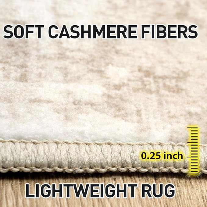5x7 Area Rugs Washable Rug: Modern Abstract Living Room Rug Soft Anti-Skid Thin Carpet Indoor Floor Non-Shedding Carpets for Bedroom Dining Room Farmhouse Nursery Home Office - Beige Grey