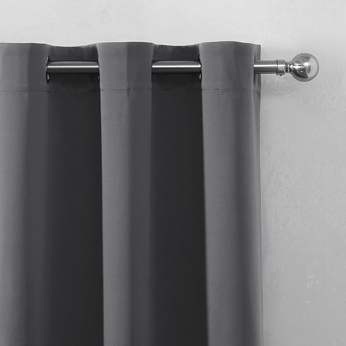 LEMOMO Blackout Curtains 66 x 84 inch/Frost Grey Curtains Set of 2 Panels/Thermal Insulated Room Darkening Bedroom Curtains