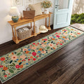 Rugcomf Washable Kitchen Runner 2'7"x12' - Floral Long Hallway Runner Rug Non Slip, Boho Carpet for Entryway, Hall, Bathroom - Green